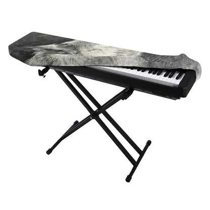 Monochrome Howling Wolf Print Piano Keyboard Cover