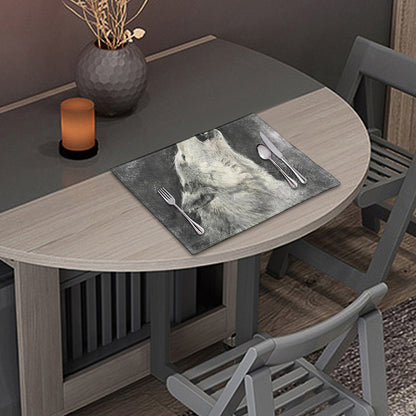Monochrome Howling Wolf Print Placemat