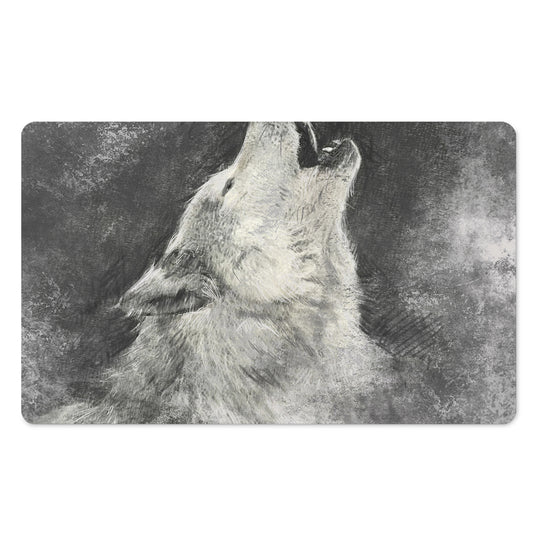 Monochrome Howling Wolf Print Polyester Doormat