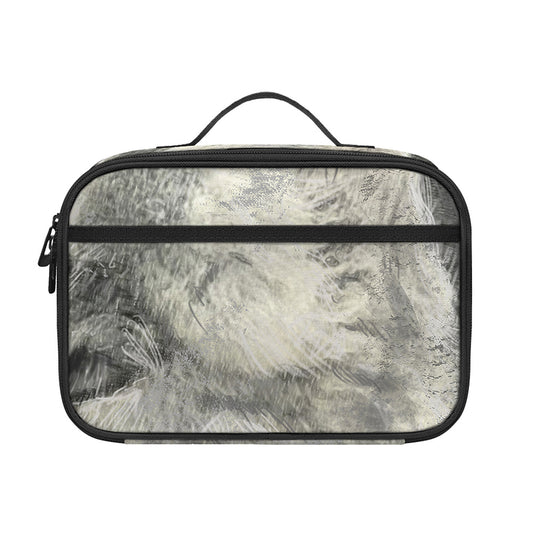 Monochrome Howling Wolf Print Portable Lunch Bag