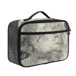 Monochrome Howling Wolf Print Portable Lunch Bag