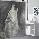 Monochrome Howling Wolf Print Premium Shower Curtain