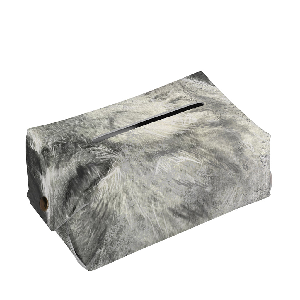 Monochrome Howling Wolf Print Rectangle Tissue Box Cover