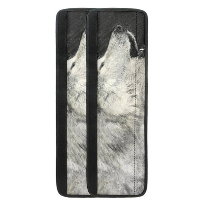 Monochrome Howling Wolf Print Refrigerator Handle Covers