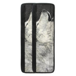 Monochrome Howling Wolf Print Refrigerator Handle Covers