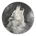 Monochrome Howling Wolf Print Round Blanket