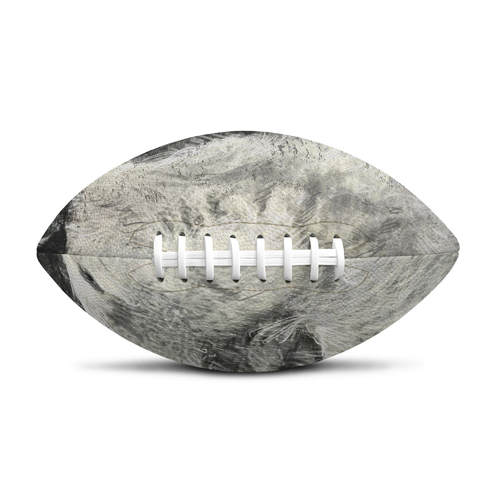 Monochrome Howling Wolf Print Rugby Ball