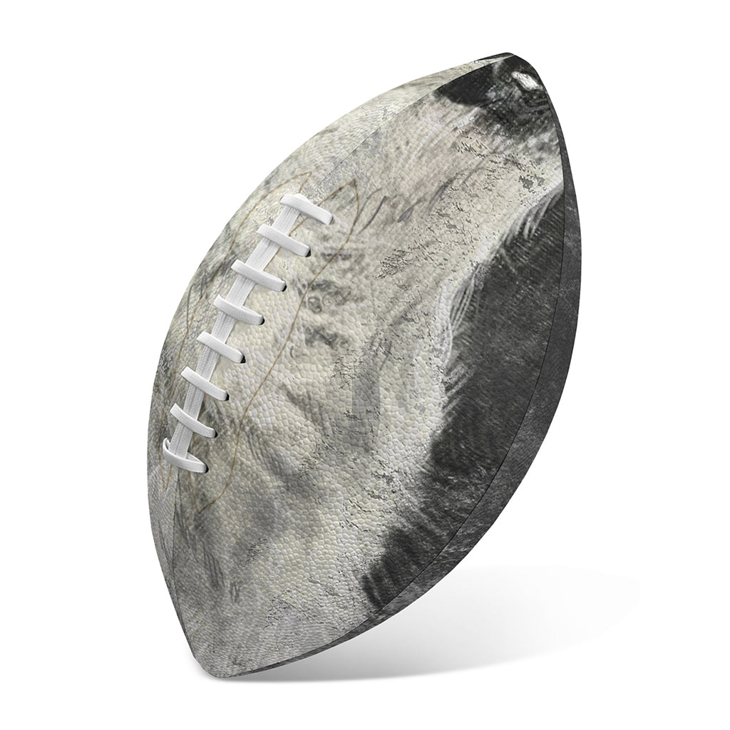 Monochrome Howling Wolf Print Rugby Ball
