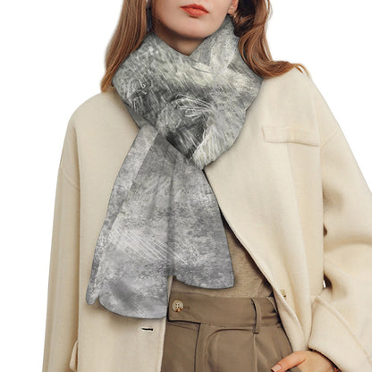 Monochrome Howling Wolf Print Scarf