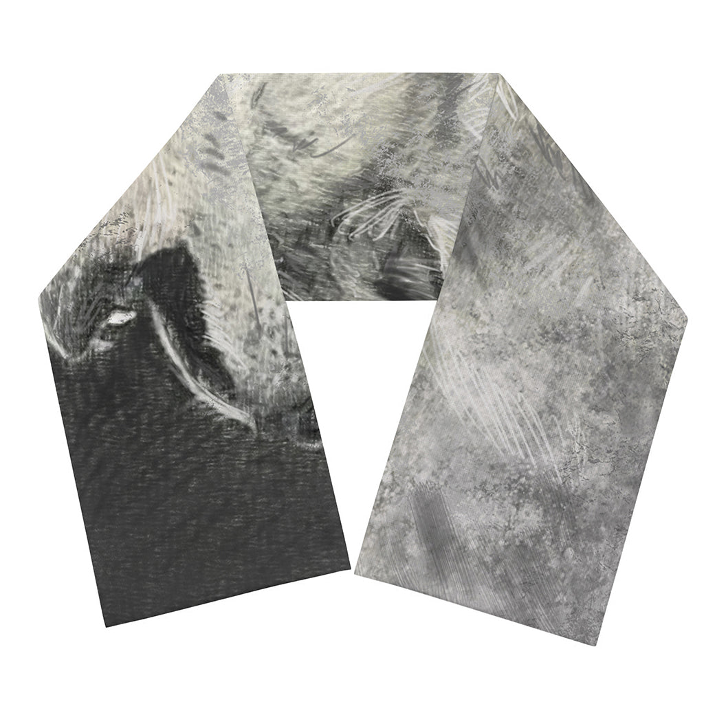 Monochrome Howling Wolf Print Scarf