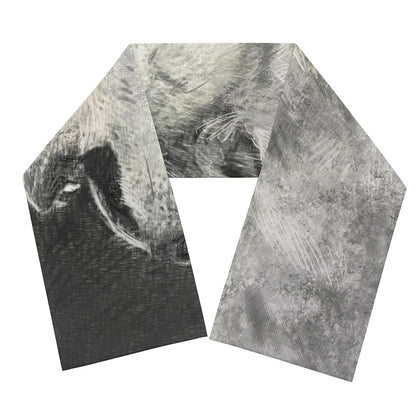 Monochrome Howling Wolf Print Scarf