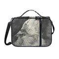 Monochrome Howling Wolf Print Shoulder Strap Bible Bag