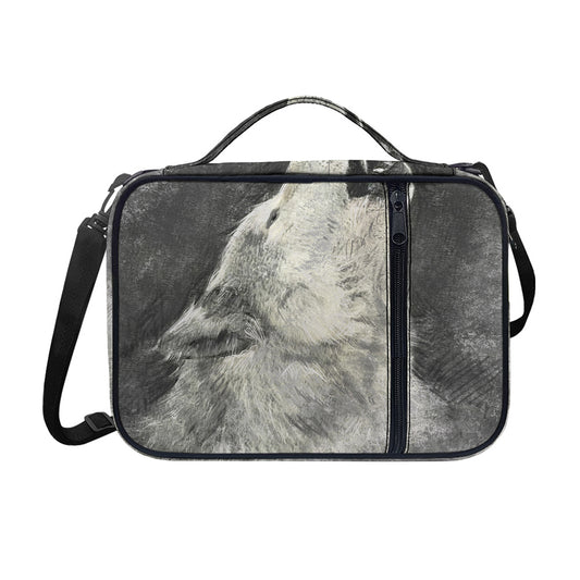 Monochrome Howling Wolf Print Shoulder Strap Bible Bag