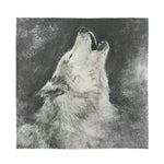 Monochrome Howling Wolf Print Silk Bandana