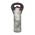 Monochrome Howling Wolf Print Single Neoprene Wine Tote