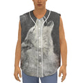 Monochrome Howling Wolf Print Sleeveless Baseball Jersey