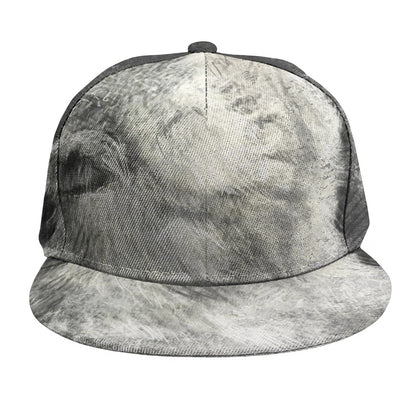 Monochrome Howling Wolf Print Snapback Cap