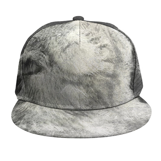 Monochrome Howling Wolf Print Snapback Cap
