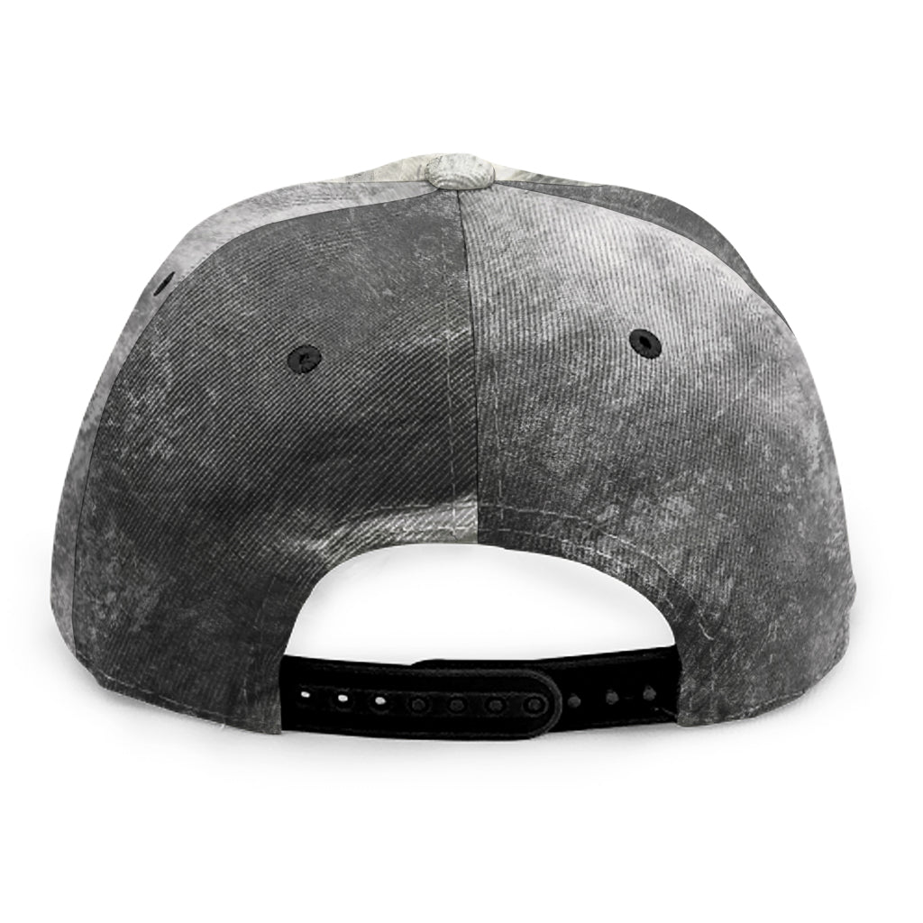 Monochrome Howling Wolf Print Snapback Cap