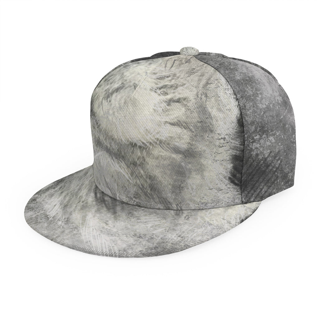 Monochrome Howling Wolf Print Snapback Cap