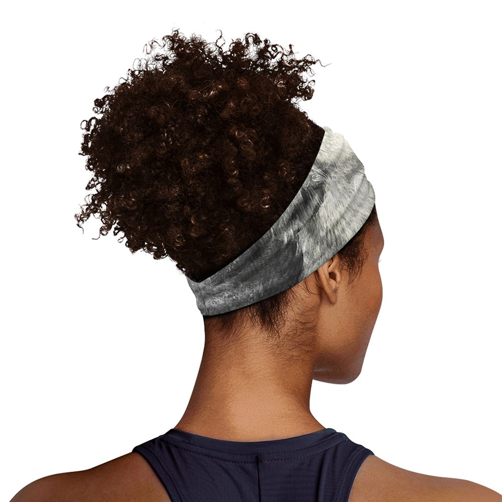 Monochrome Howling Wolf Print Sports Headband