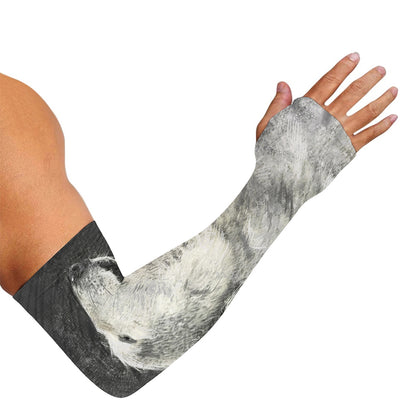 Monochrome Howling Wolf Print Sun Protection Arm Sleeves