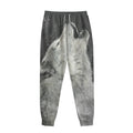 Monochrome Howling Wolf Print Sweatpants