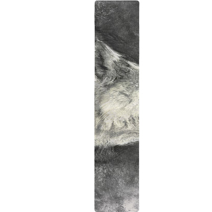 Monochrome Howling Wolf Print Table Runner