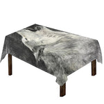 Monochrome Howling Wolf Print Tablecloth