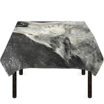 Monochrome Howling Wolf Print Tablecloth