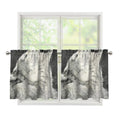 Monochrome Howling Wolf Print Tier Curtains
