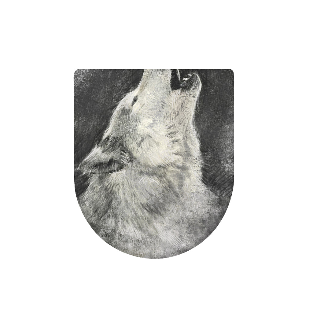 Monochrome Howling Wolf Print Toilet Lid Cover