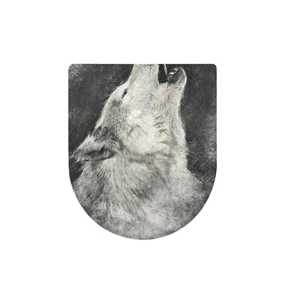 Monochrome Howling Wolf Print Toilet Lid Cover