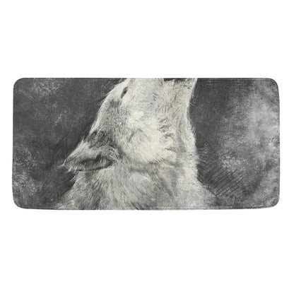 Monochrome Howling Wolf Print Towel
