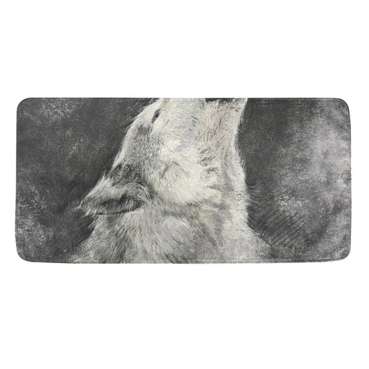 Monochrome Howling Wolf Print Towel