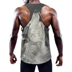 Monochrome Howling Wolf Print Training Tank Top