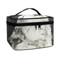 Monochrome Howling Wolf Print Travel Makeup Bag