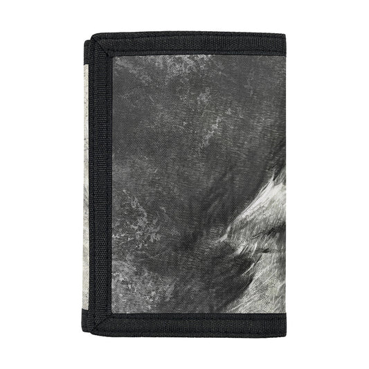Monochrome Howling Wolf Print Trifold Wallet