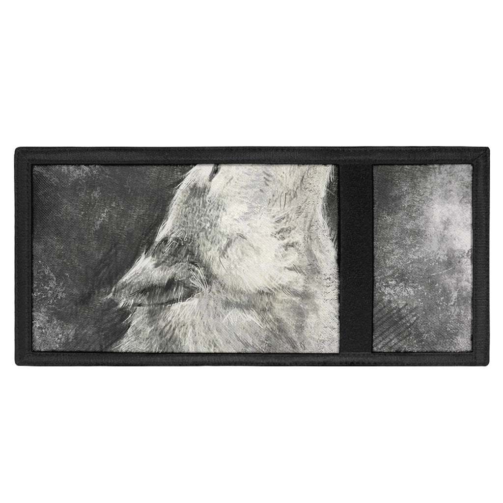 Monochrome Howling Wolf Print Trifold Wallet
