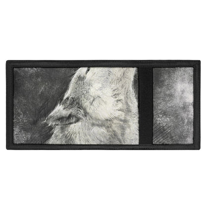 Monochrome Howling Wolf Print Trifold Wallet