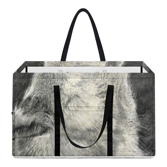 Monochrome Howling Wolf Print Utility Tote Bag