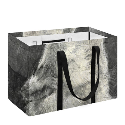 Monochrome Howling Wolf Print Utility Tote Bag