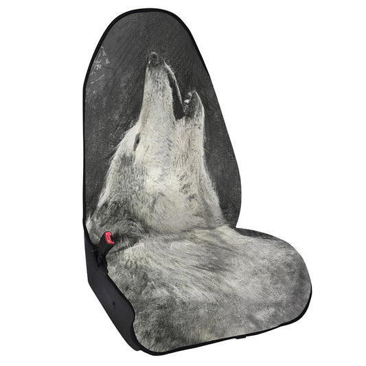 Monochrome Howling Wolf Print Waterproof Car Seat Cover
