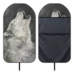 Monochrome Howling Wolf Print Waterproof Car Seat Cover