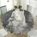 Monochrome Howling Wolf Print Waterproof Round Tablecloth