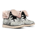 Monochrome Howling Wolf Print Winter Boots