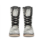 Monochrome Howling Wolf Print Winter Boots