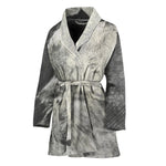 Monochrome Howling Wolf Print Women's Bathrobe
