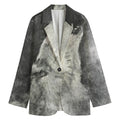 Monochrome Howling Wolf Print Women's Blazer