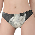 Monochrome Howling Wolf Print Women's Panties